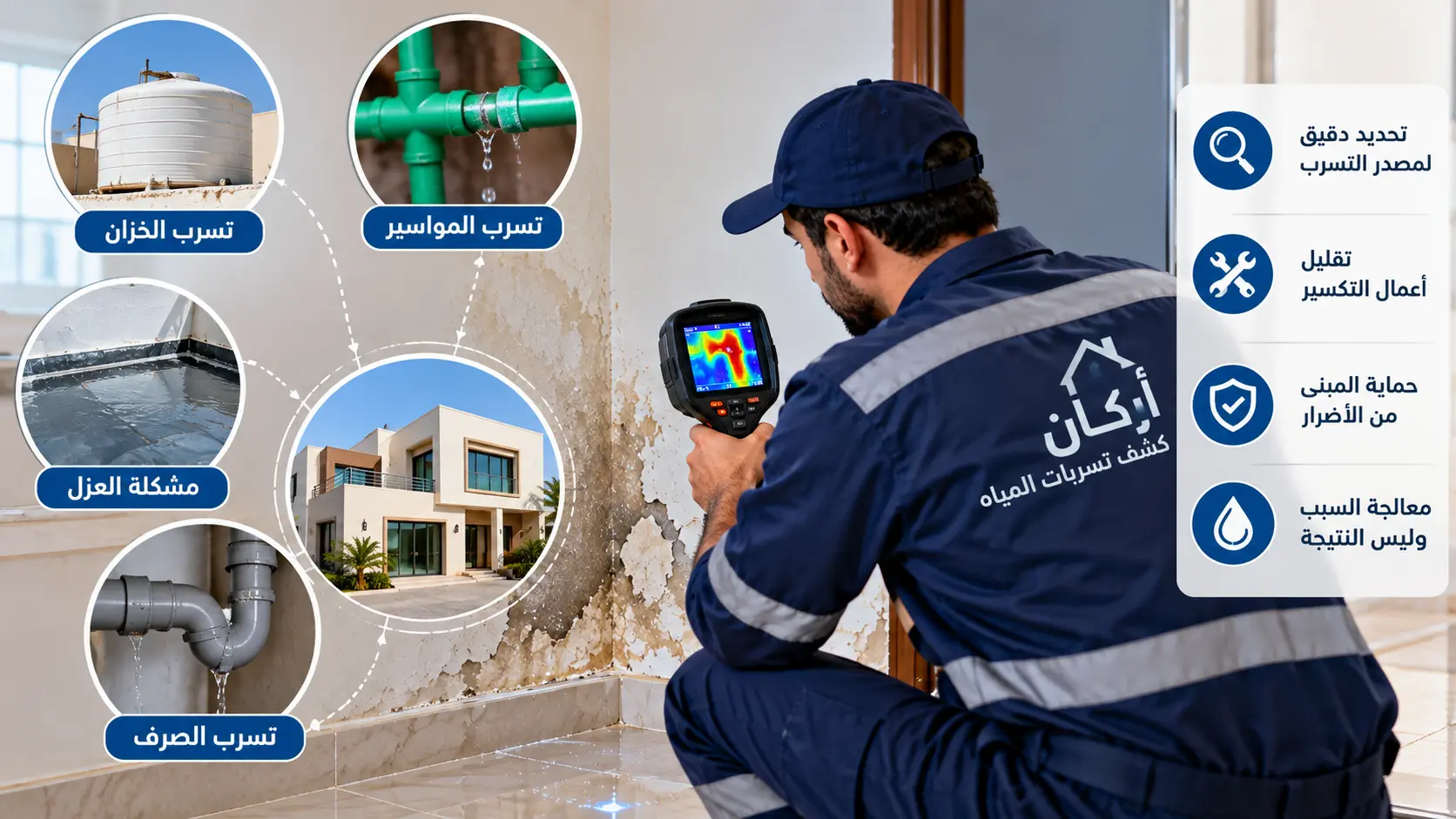 رطوبة الجدران وارتفاع فاتورة المياه: كيف تحدد مصدر التسرب في دبي وأبوظبي والشارقة؟ 1 تحديد مصدر تسرب المياه